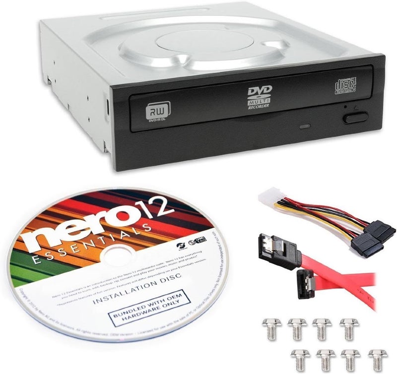 Plextor Lite-On 24X SATA Internal DVD+/-RW Drive + Nero 12 Essentials + SATA Cable Kit - PC Optical Drive - DVD/CD Writer - Half Height - 16X DVD, 12X CD - 8X Write Speed - Image 2